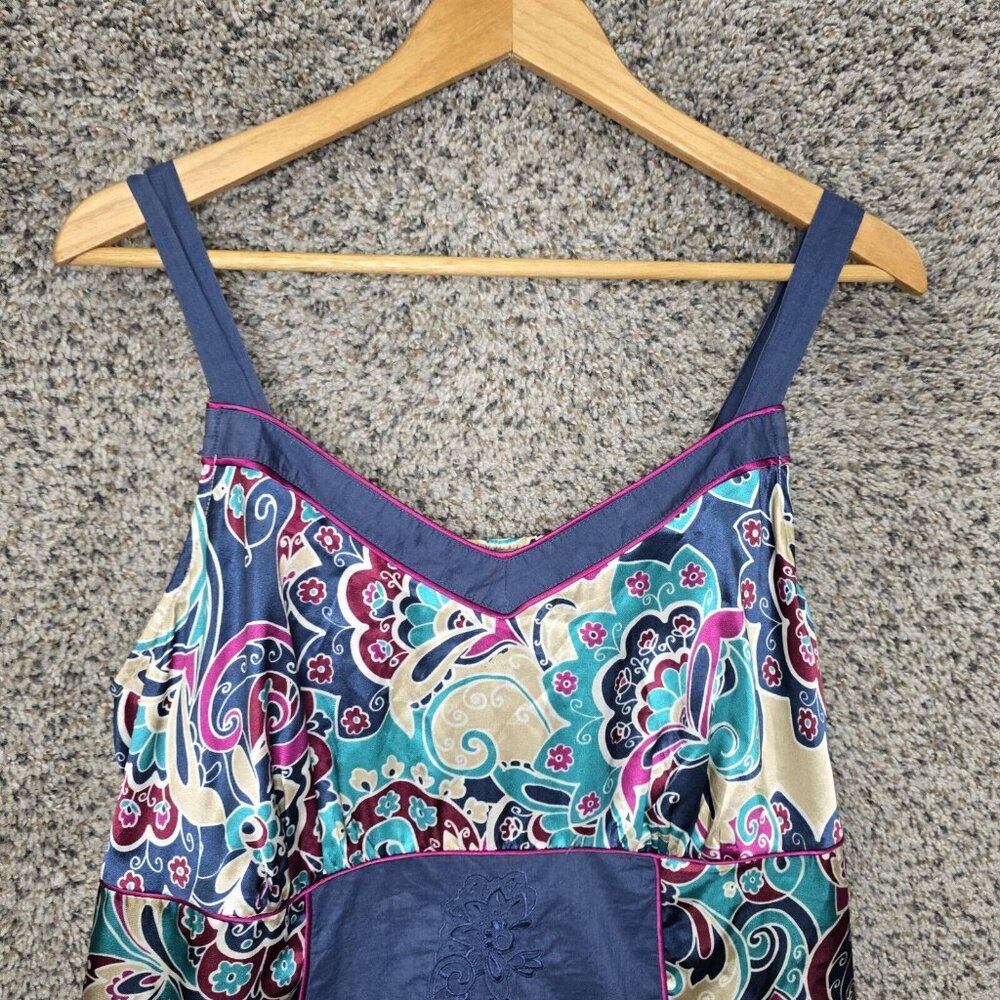 Lane Bryant Top Womens Plus 18 Blue Satin Sleeveless Blouse Zip Casual Ladies - Picture 4 of 7